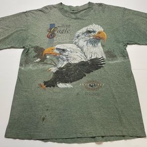 Vintage Single Stitched American Bald Eagle Wrap Around Print Tee Size 2XL